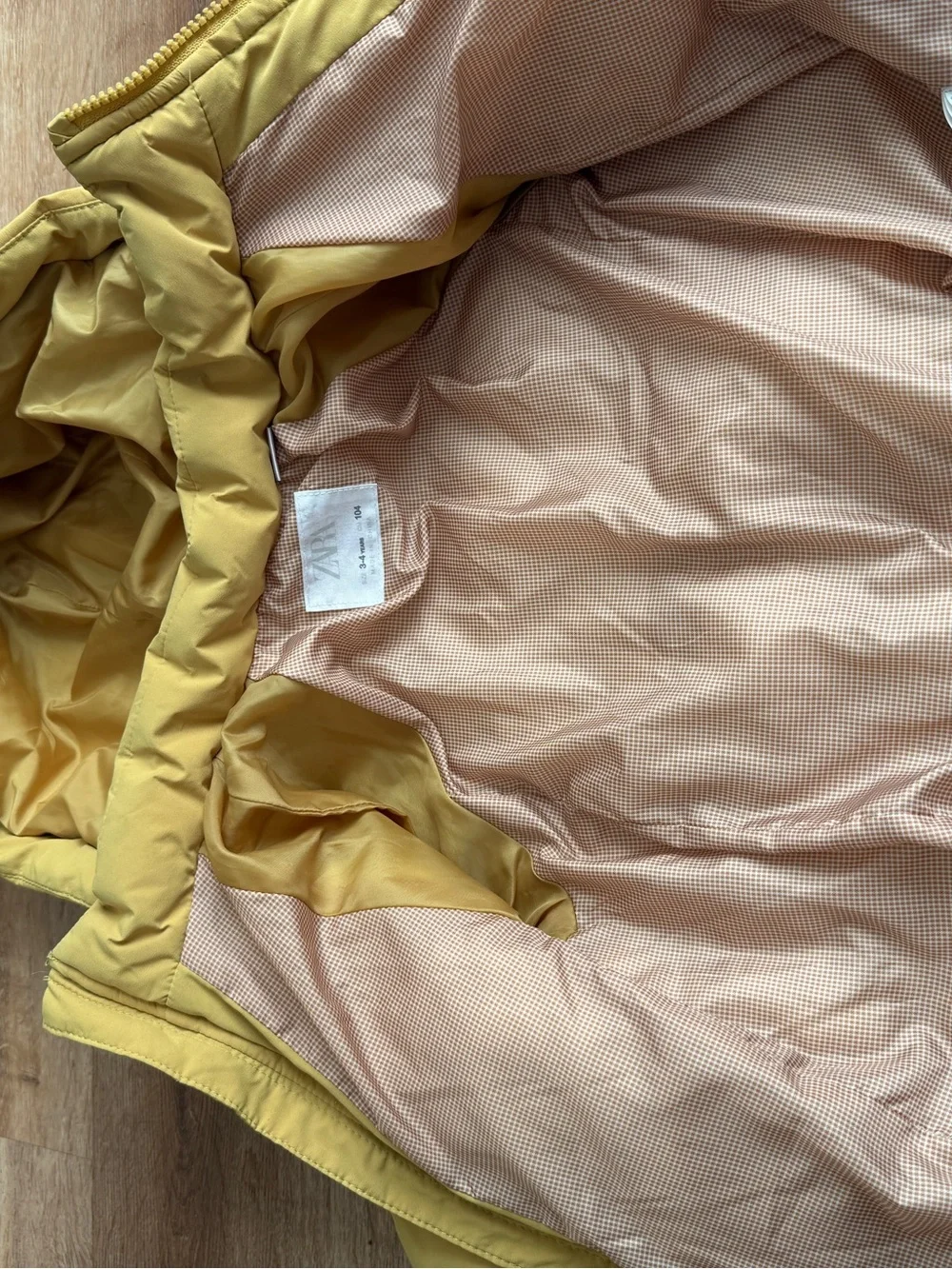 Zara Kids Hooded Puffer Jacket - Mustard Yellow